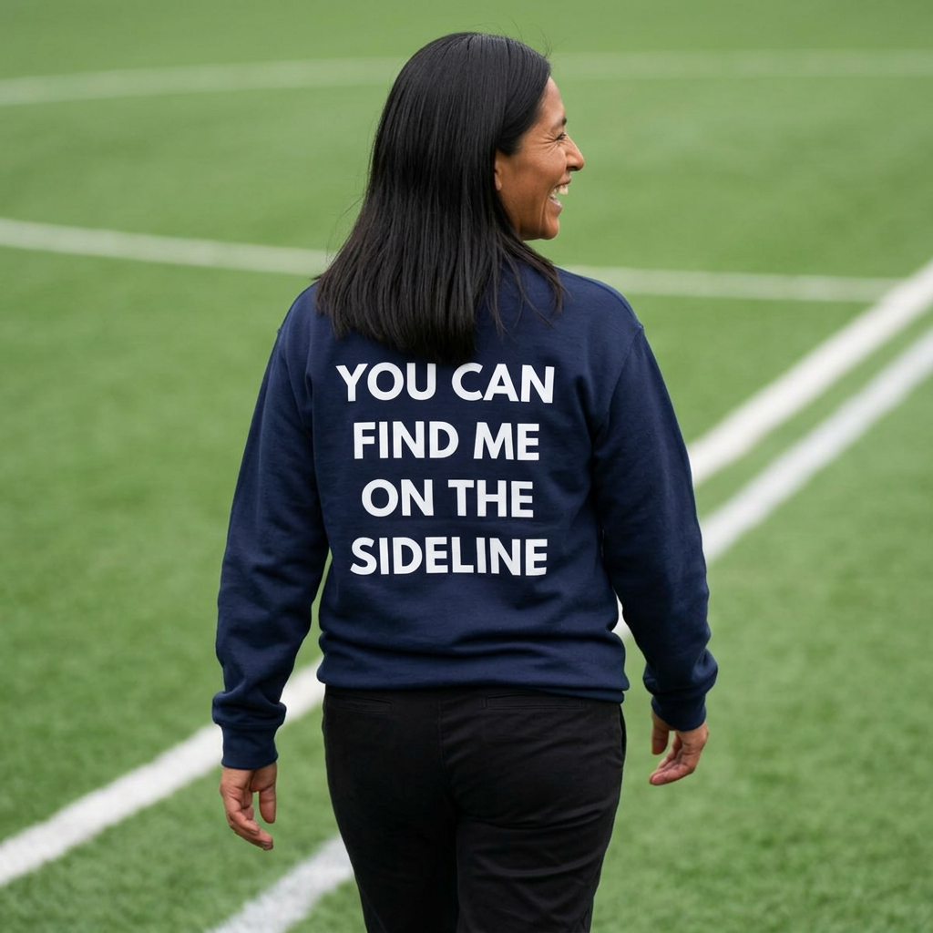Soccer Mom Crewneck Sweatshirt — "You Can Find Me on the Sideline"